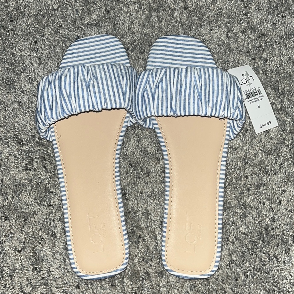 Blue and white striped sandals